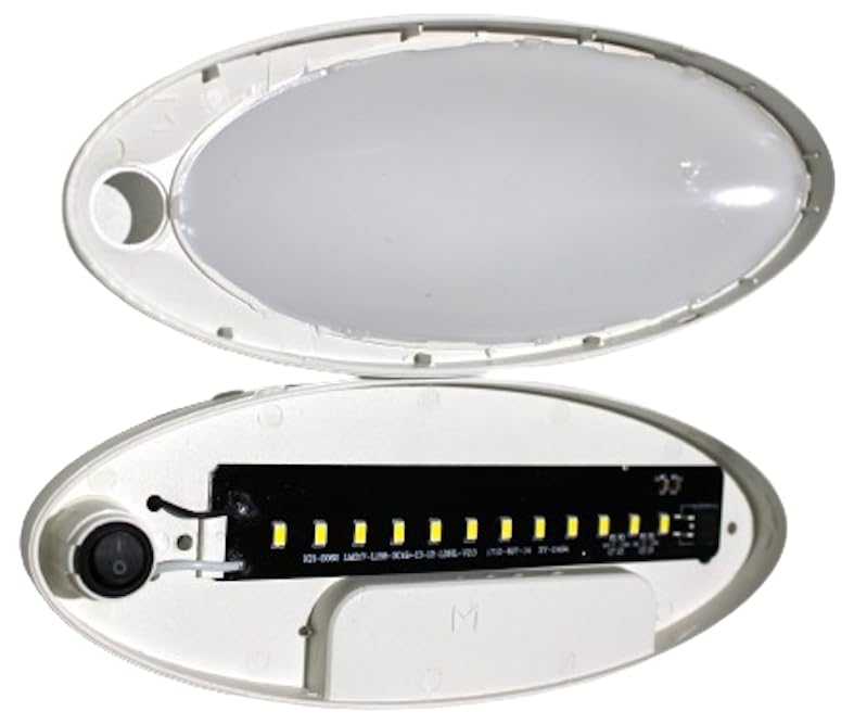 Generic Jupiter Lighting 12V LED RV Ceiling Dome Light, RV Interior Light for Trailer Camper w/Switch, Neutral White 4200k w/Frosted Lens (07-004NW, Double w/Switch, White Base, 07-004NW)