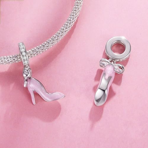 Image of Ballet Charm 925 Sterling Silver Dancer Shoes Anniversary Heart Pendant Family Birthstone Mom Dangle for Pandora Charm Bracelet