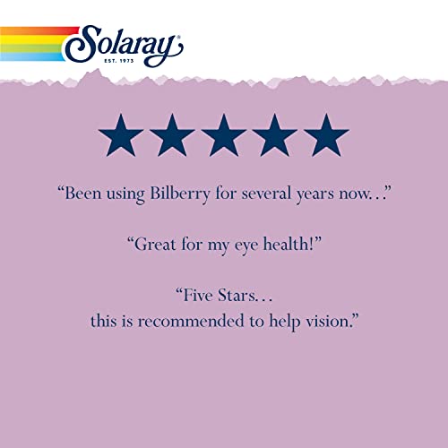 Solaray Bilberry Extract 160 Mg, Eye Health & Circulation Support, 36% Anthocyanosides Plus Blueberry, Vegan, 30 Vegcaps #TOP6
