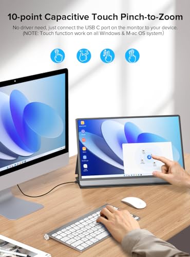 Image of UPERFECT Portable Monitor Battery Touchscreen 120HZ | 15.6 inch 1ms Gaming Monitor | Built-in 10800mAh Battery Powered | Type-C & MINI HDMI | Travel Screen for Laptop, Computer, Game Consoles