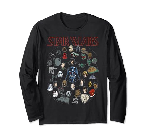 T-shirt Star Wars Dark Vador manches longues imprimé système solaire idéal pour le quotidien