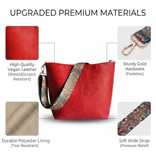 Image of Fashion Hobo Bags for Women Vegan Leather Crossbody Bag with Guitar Strap Shoulder Purses and Handbags