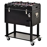 Grills, BBQ Grill, 68QT Patio Cooler Ice Chest with Foosball Table Top, Portable Poolside Party Bar Cold Drink Rolling Cart on Wheels with Tray Shelf