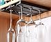 runruii Wine Glass Holder Under Shelf Cabinet Wine Glass Rack Plastic Stemware Rack Glassware Drying Storage Hanger for Kitchen,Bar and Restaurant (Black-2Pack)