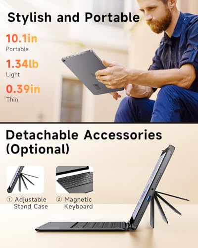 Image of Chuwi 2025 Hi10 X1 Windows 11 Tablet 10.1'', Intel N150(Up to 3.6GHz), 8GB LPDDR5 256GB SSD, Windows Tablet PC, 8MP+5MP Cameras, WiFi 6, BT 5.2, HDMI, USB 3.2, Type C, Full HD, with Case