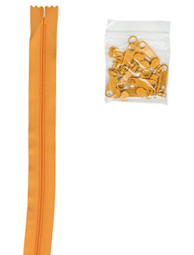 Patterns ByAnnie 4 Yards of 16mm #4.5 Zipper Chain and 16 Ex-Large Papaya, Orange