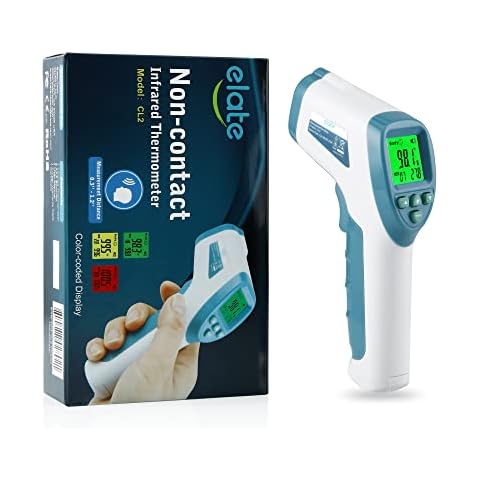 Elate Non Contact/No Touch Digital Forehead Thermometer for Adults, Kids, and Babies. Accurate Hospital Medical Grade Touchless Temporal Thermometer FSA HSA Approved Cover