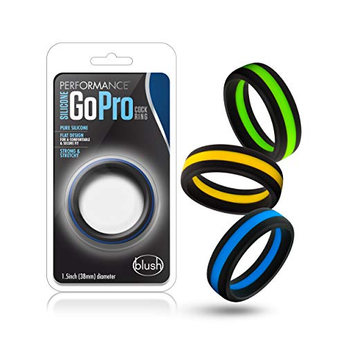 Blush-Novelties-Performance-Pro-Adult-Sex-Toy-Cock-Ring-Silicone-Stretchy-Erection-Flexible-Body-Safe-Penis-Ring-for-Men-Couples-Male-Enhanced-Pleasure-Erection-Support-Sex-Toy-GoldBlack