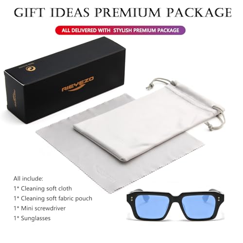 Image of AIEYEZO Rectangle Sunglasses for Men Women Fashion Square Frame Sun Glasses 90's Retro Designer Shades