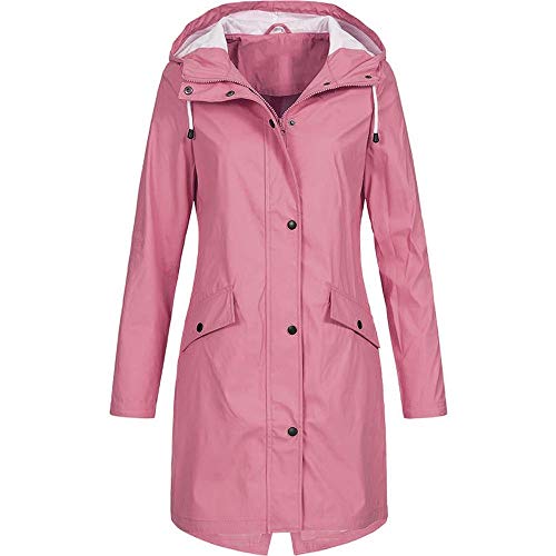 papasgjx Women's Raincoat Jacket Lightweight Coat Transition Waterproof Jacket Hooded Raincoat Windbreaker Travel Jacket Pink