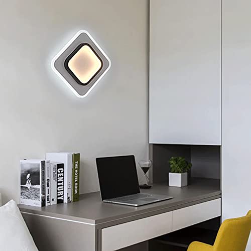 Aplique de pared LED de 10W y 6000K con pantalla acrílica cuadrada para dormitorio 4