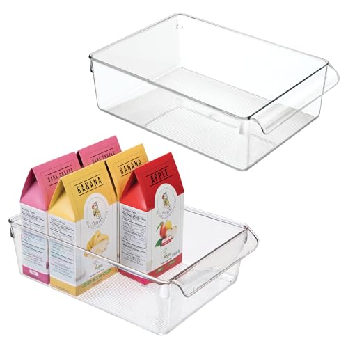 Image of iDesign Fridge Storage Bin with Handle - Fridge Tray for Cheeses and Snacks - Set of 2 - Clear
