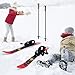 ejlaikmm Kid Ski Set, Kids Snow Skis and Poles with Bindings, Beginner Snow Skis, Ski Boards for Kids, Lightweight Toddler Skis Snowboard with Christmas Themed Pattern for Age 2-4 Kids Beginner Red