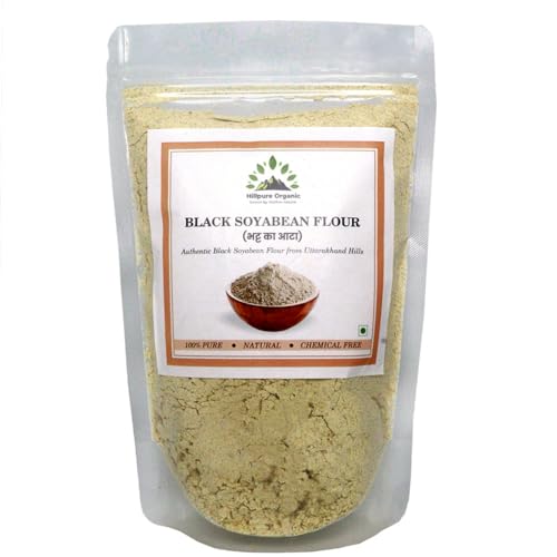 Image of Hillpure Organic Grown by mother nature Black Soyabean Flour /Kala Bhatt Ka Atta /Black Soyabean Flour(500 Gm)Ancient Grain From Uttarakhand