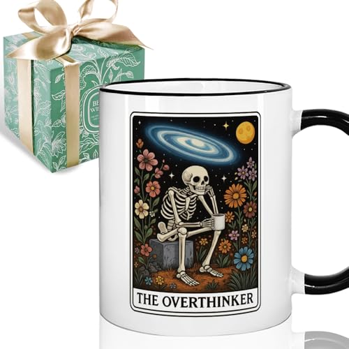 Puouoonyi Skull Tarot Mug for Overthinkers & Mental Health