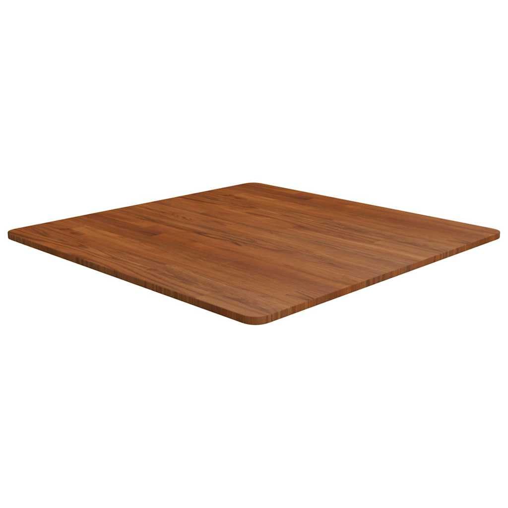 Średni brązowy kwadratowy blat z litego dębu 80x80x1,5 cm, blat