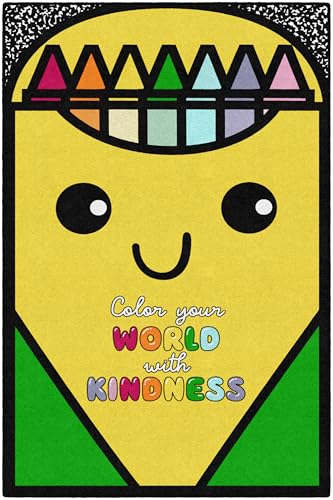 Flagship Carpets School Days Color Your World with Kindness Educational Area Rug for Kids Room, Children's Classroom Rug for Teaching and Playroom, 5' X 7'6"