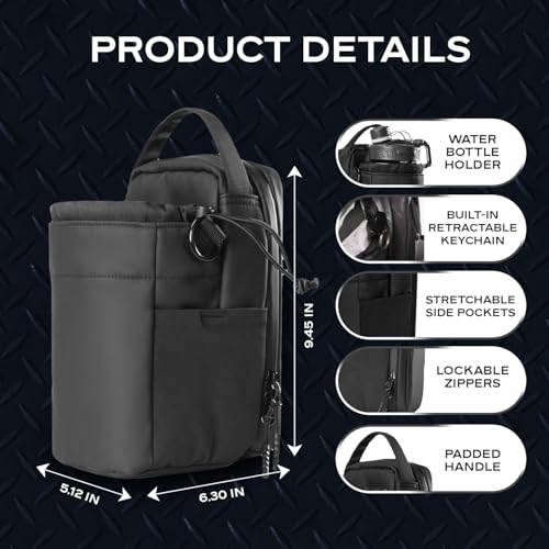 Magnetic Gym Bags for Men & Women, Magnetic Water Holder for Gym with 5 Built-In Magnets & Phone Pouch, Sling Bag Carrier for Fitness, Travel, Sports | Keep Items off Floor B0073