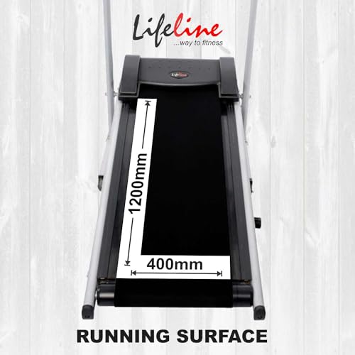 Image of Life Line Fitness LT-201 Manual Treadmill with Free Push up /Sit up Exercise Bar Assist, Home Gym Cardio Workout, 2 Level Inclination, Foldable & Space Saving Treadmill