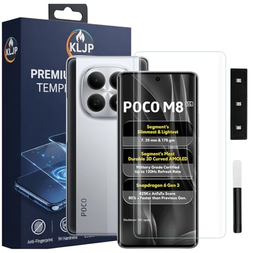 Image of Advanced HD+ UV Tempered Glass Screen Protector For Poco M8 5G (Pack of 1) Full Adhesive UV Curved Screen Protector Case Friendly HD Clarity with installation kit