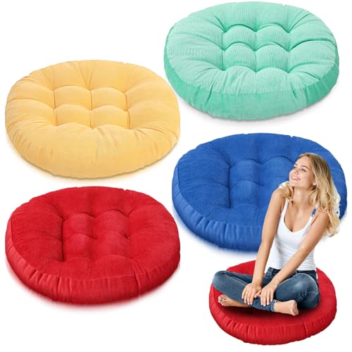 Jerify 4 Pcs Colorful Large Floor Pillow Cushion, Round 22 x 22