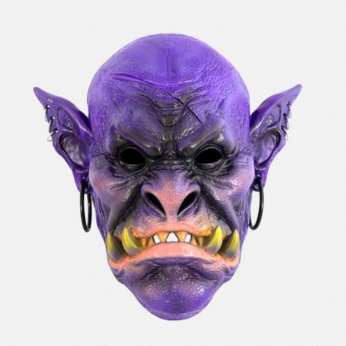 Purple Halloween Costume Mask 3D Ugly Funny Full Face Dress-Up Headpiece - image 1