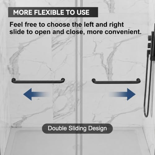 Image of Findepot Frameless Double Sliding Shower Door, 44-48 inch W x 75 inch H, 8mm Glass
