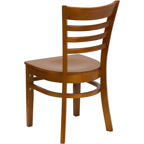 Image of Flash Furniture 2 Pack HERCULES Series Ladder Back Cherry Wood Restaurant Chair