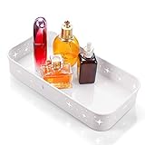 MARLJOHNS Vanity Tray,Rectangle White Kitchen Bedroom Bathroom Tray,Metal Decorative Makeup,Perfume...
