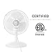 Holmes 12 Inch Oscillating Table Fan 3 Speeds 75 Degree Wide Angle Oscillation 15 Degree Adjustable Head Tilt Quiet Cooling for Home Office Bedroom Manual Control White