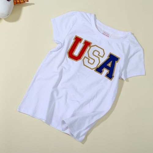 Image of 4th of July Shirts for Girls Patriotic American Flag Kids Clothing