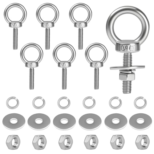 Pernos de ojo M6 para luces de cadena y guirnaldas exteriores, acero inoxidable de 25mm
