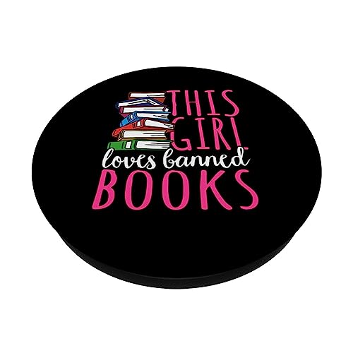 Funny This Girl Loves Banned Books Reader PopSockets Swappable PopGrip, Black - Image 2