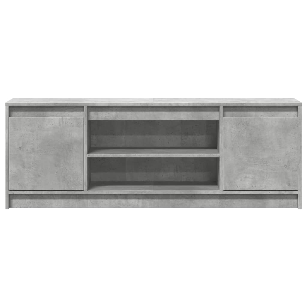 TV-Schrank mit LED-Beleuchtung, Betongrau, 139,5x34x50 cm, Holzwerkstoff, für Wohnzimmer, Entertainment Center, Media Console