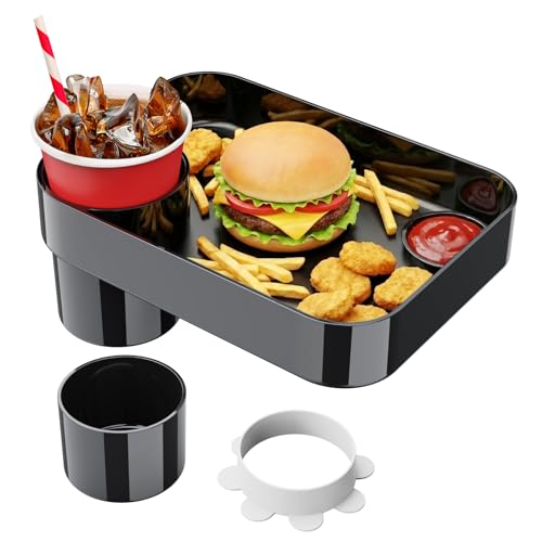 BBSDA Car Seat Cup Holder Snack Tray for Kids, Reduces Mess, Detachable Large Base & Adjustable Ring, Carseat Tray for Toddler, Car Seat Food Tray Eating Table for Kids Travel Road Trip Essentials
