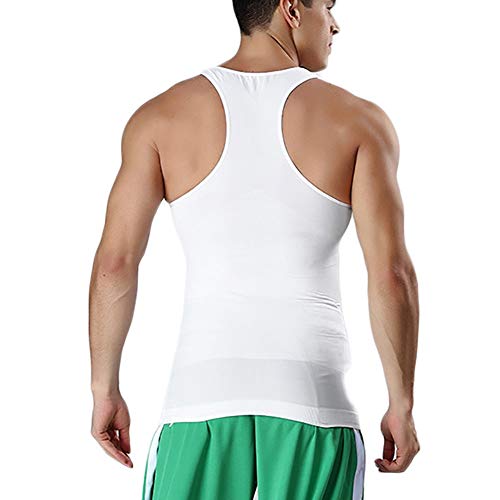 Compressie Shirt Hesje Naar Zich Verstoppen Mannen Borsten Moobs Afslanken Shapewear Maak Hele Buik Plat (Color : White, Size : XL) - Image 3