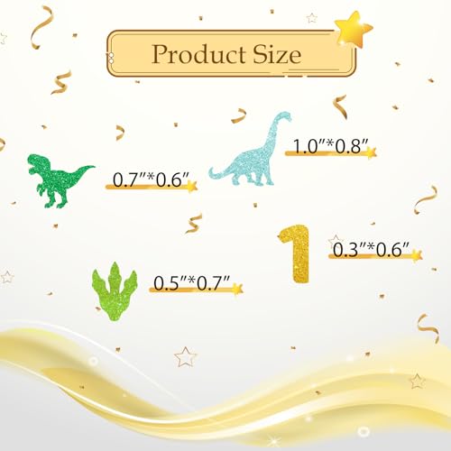 Image of 100pcs Dinosaur 1st Birthday Confetti, Dino One Table Confetti, Jungle Animal Paper Scatters for First Birthday /Baby Shower Party Table Decoration