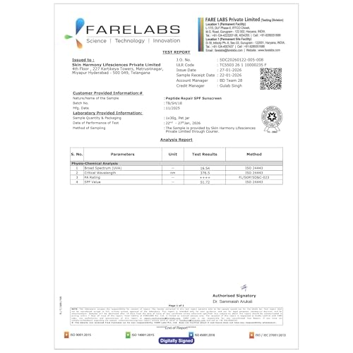 Image of in.skin Peptide Repair SPF 50 PA++++ Sunscreen | Broad Spectrum UV Protection with Matrixyl 3000 & Copper Peptide | Lightweight, Non-Greasy |For Oily, Acne-Prone & Sensitive Skin (100 gm)