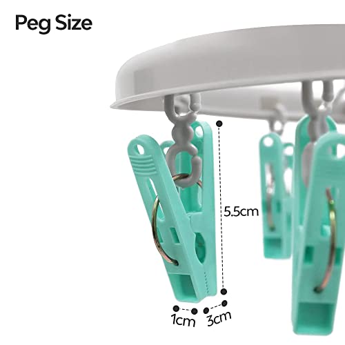 pegs it Oval Sock Dryer with 20 Pcs Clothes Pegs Sock Hanger for Washing Line Quick and Efficient Drying Sock Dryer with pegs Lightweight & Rust-Proof | Aqua Blue & Grey - Image 3