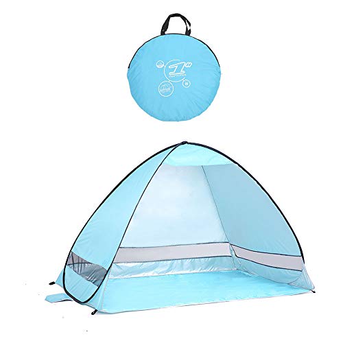 BEAUTRIP Instantané Tente de Plage Protection Solaire Contre Le Soleil en Plein air Protection UV extérieure Installation Facile Coupe-Vent Stable avec Sac de Transport pour 2-3 Personnes (Bleu)