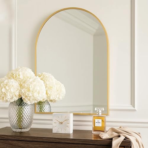 Miroir design arqué doré Benjara Cod 91,4 cm pour décoration murale chic - 8