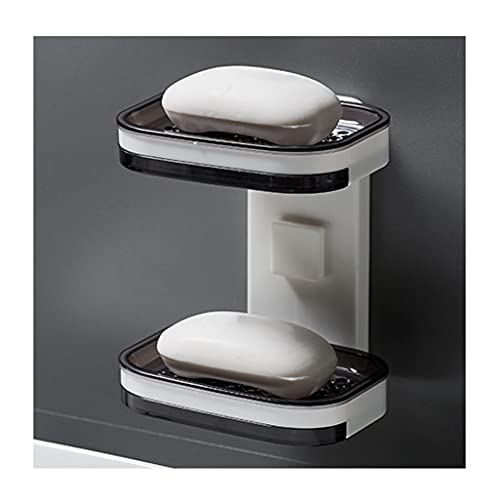 Jabonera, jabonera, jabonera fuerte con desagüe, caja de jabonera autoadhesiva con cajón, baño, cocina, fregadero, 2 formas montadas en la pared, elegante ahorro de espacio, sin perforar jaboneras