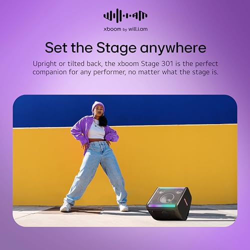LG xboom Stage 301 by will.i.am, xboom Signature Sound, Portable Party Speaker, 6.5” woofer and Dual 2.5” midrange Drivers, up to 12 Hours of Playback, Wedge Design + Tripod Port, IPX4 Water Resistant by LG - Image 4