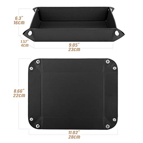 Luxspire Valet tray, PU Leather Tray, Catchall Tray, Men Women Jewelry Key Tray, Desk Storage Plate for Key Coin Phone Jewelry Wallet, Medium Size - Black - Thumbnail 6