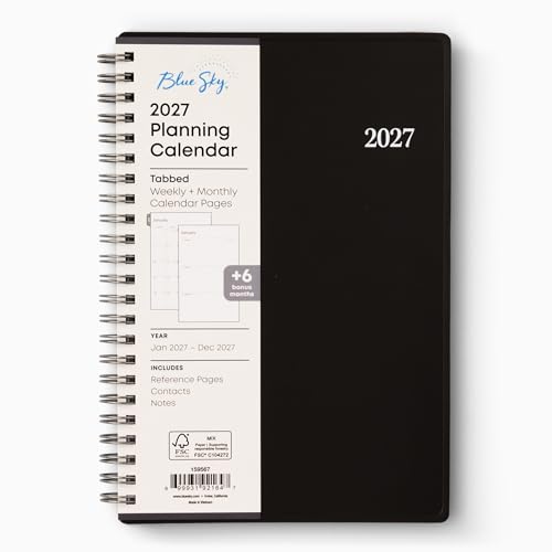 Image of Blue Sky 2027 Weekly and Monthly Planner Calendar, Includes January 2027 - December 2027, 5 inch x 8 inch, Flexible Cover, Wirebound, Laminated Tabs, Enterprise