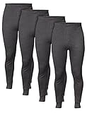 Natural Cotton 4er Pack Herren Lange Thermounterwäsche mit Eingriff Unterhose Baumwolle M