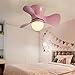 Infantil Ventilador Techo Con Luz Y Mando Reversible 6 Velocidades Dormitorio LED Regulable Lamparas Ventilador De Techo Con Temporizador Moderno Silencioso Ventilador Techo Con Luz,Rosado
