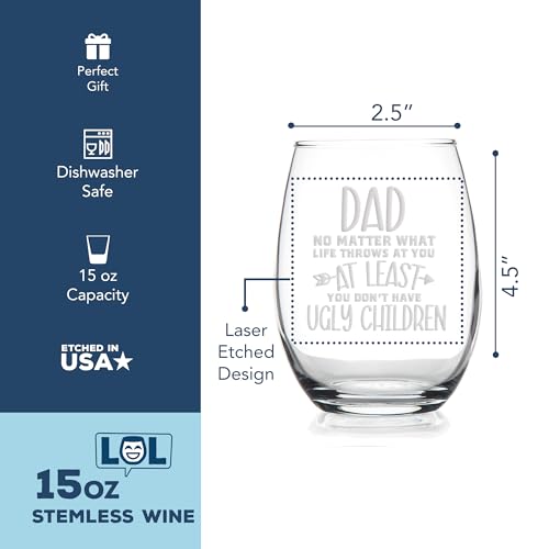 Lol Glass Dad No Matter What Stemless Wine Glass - Daddy'S Day Drink thumb #2