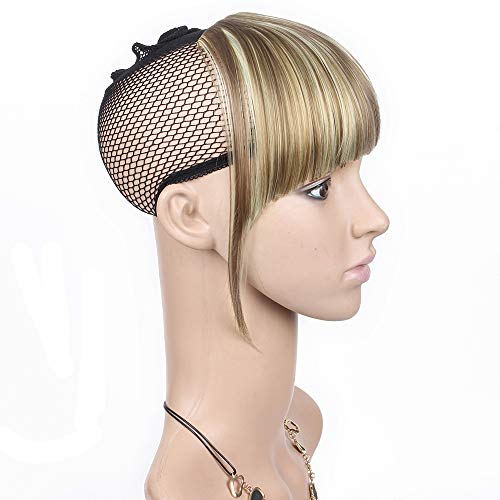 Leeons LEEONSBANG18H613 Fringe Bangs Synthetic Hair Extensions Clip In Bangs 6 Inch Short Straight Hairpiece Front Neat Bang Two Side Blonde thumb #2