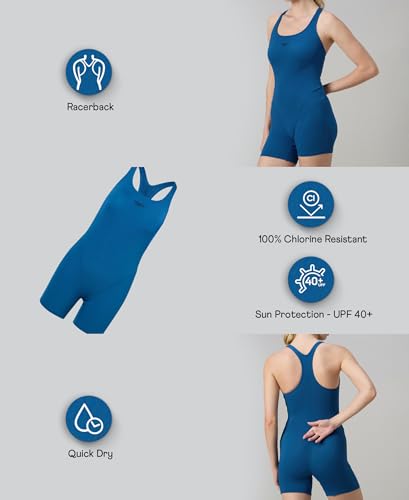 Image of Speedo Women's Endurance+ Sleeved Myrtle U-Back Legsuit Swimming Costume Swimwear | 100% Chlorine Resistant | UPF 40+ Sun Protection | Quick Drying | Removable Bra Pads
